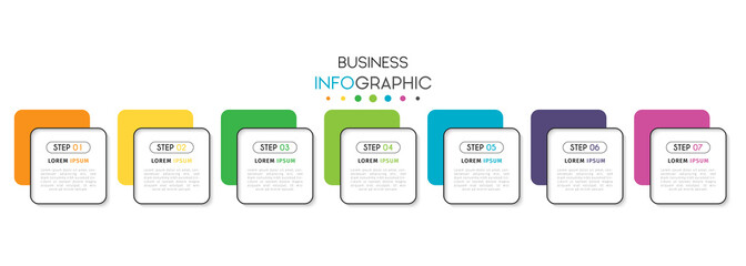 Business infographic element with 7 options, steps, number vector template design