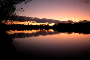 Obraz premium Sunset at Silver Lake Park, Staten Island, NY
