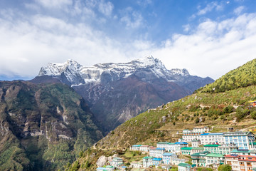 Fototapeta na wymiar Namche Bazaar village on the way to Everest Base. Nepal.