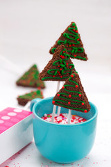 brownies Christmas trees in a blue bowl