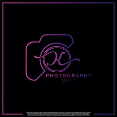 Modern Luxury Initial Letter K with camera. Logo photography simple luxury template.