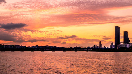 Sunset on Han River (Hangang), Seoul, Korea