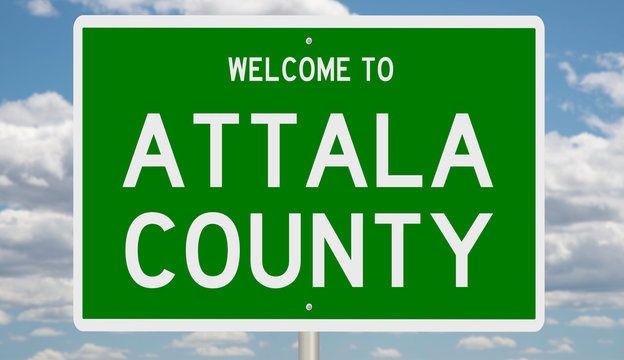 Rendering Of A Green 3d Highway Sign For Attala County