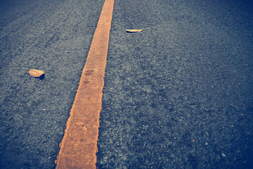 New asphalt texture with yellow line on road