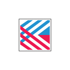 letter k stripes geometric square logo vector