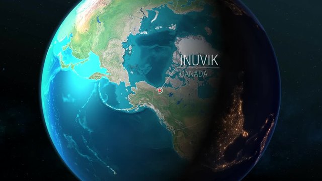 Canada - Inuvik - Zooming from space to earth
