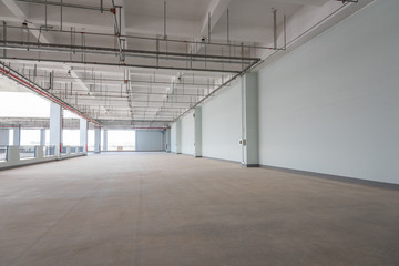 Indoor large concrete building corridor space view