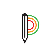 letter p colorful pencil creative symbol vector