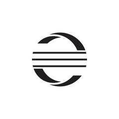 abstract letter e circle stripes geometric logo vector