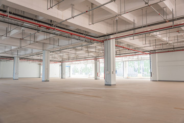 Large garage and factory building concrete building interior space view