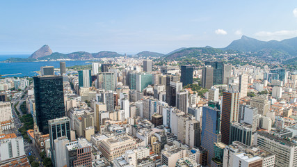 Fototapeta premium Rio de Janeiro, Rio de Janeiro / Brazil - Circa October 2019: Aerial image of downtown Rio de Janeiro, Brazil.