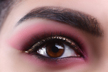Make-up eye of young attractive woman beauty portrait