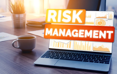 Risk Management and Assessment for Business Investment Concept. Modern graphic interface showing...