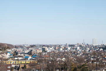 Obraz premium 電車と東京の町