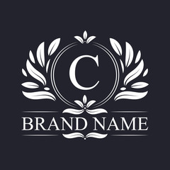 Vintage ornamental alphabet C logo design template. Luxury & elegant C letter logo design template.