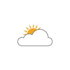 Sun cloud icon design template vector isolated