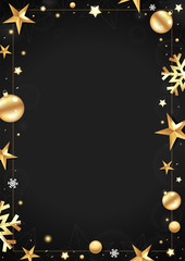 Black christmas frame with place for your text. Vector.