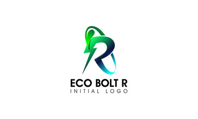 Letter R Eco Bolt Initial Logo