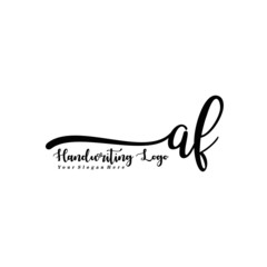  AF Letter Handwriting Vector. Black Handwriting Logo