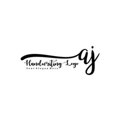  AJ Letter Handwriting Vector. Black Handwriting Logo