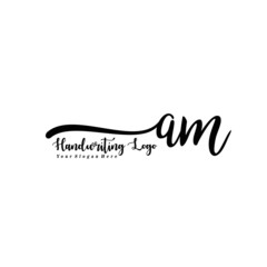  AM Letter Handwriting Vector. Black Handwriting Logo