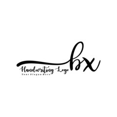 BX Letter Handwriting Vector. Black Handwriting Logo