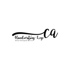  CA Letter Handwriting Vector. Black Handwriting Logo