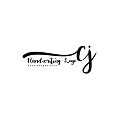 CJ Letter Handwriting Vector. Black Handwriting Logo