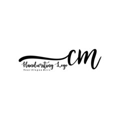 CM Letter Handwriting Vector. Black Handwriting Logo