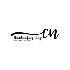 CN Letter Handwriting Vector. Black Handwriting Logo