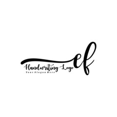 EF Letter Handwriting Vector. Black Handwriting Logo