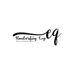 EQ Letter Handwriting Vector. Black Handwriting Logo