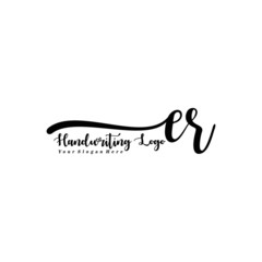 ER Letter Handwriting Vector. Black Handwriting Logo