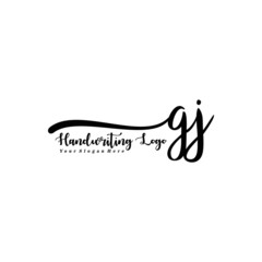 GJ Letter Handwriting Vector. Black Handwriting Logo
