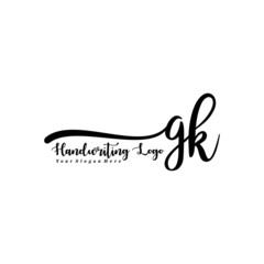 GK Letter Handwriting Vector. Black Handwriting Logo