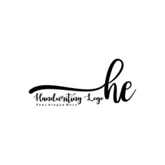 HE Letter Handwriting Vector. Black Handwriting Logo