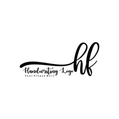 HF Letter Handwriting Vector. Black Handwriting Logo