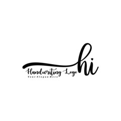 HI Letter Handwriting Vector. Black Handwriting Logo