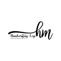 HM Letter Handwriting Vector. Black Handwriting Logo