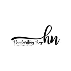 HN Letter Handwriting Vector. Black Handwriting Logo