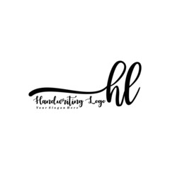 HL Letter Handwriting Vector. Black Handwriting Logo