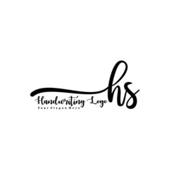 HS Letter Handwriting Vector. Black Handwriting Logo