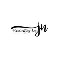 JN Letter Handwriting Vector. Black Handwriting Logo
