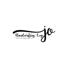 JO Letter Handwriting Vector. Black Handwriting Logo