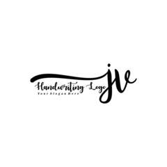 JV Letter Handwriting Vector. Black Handwriting Logo