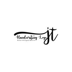 Fototapeta premium JT Letter Handwriting Vector. Black Handwriting Logo