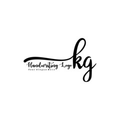 KG Letter Handwriting Vector. Black Handwriting Logo