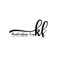KF Letter Handwriting Vector. Black Handwriting Logo
