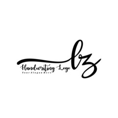 LZ Letter Handwriting Vector. Black Handwriting Logo