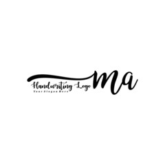 MA Letter Handwriting Vector. Black Handwriting Logo